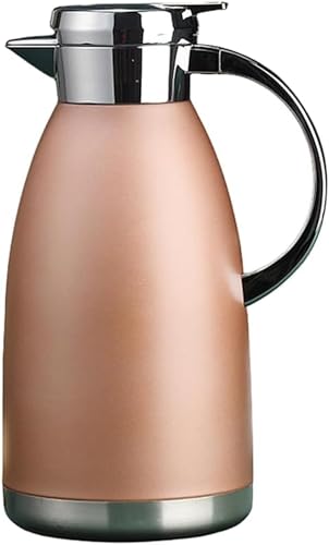 魔法瓶保温卓上ポット ステンレ おしゃれ真空二重構造 ティーポット コーヒーポット 広口 洗いやすい 開閉簡単 高い保温効力 ホットとコールドデュアル使用 ヨーロピアンスタイル おしゃれ 業務 オフィス 家庭用やかん (2.3L,ピンク)