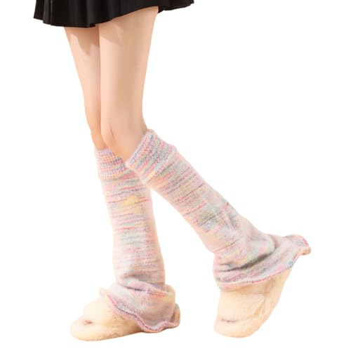 Image of WODECASA Girls Kawaii Leg Warmers Knitted Flared Leg Sleeves Goth Crochet Baggy Cuff Ankle Heap Socks