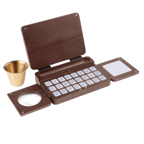 Palette aquarelle en bois de noyer de 24 grilles pour artistes exigeants