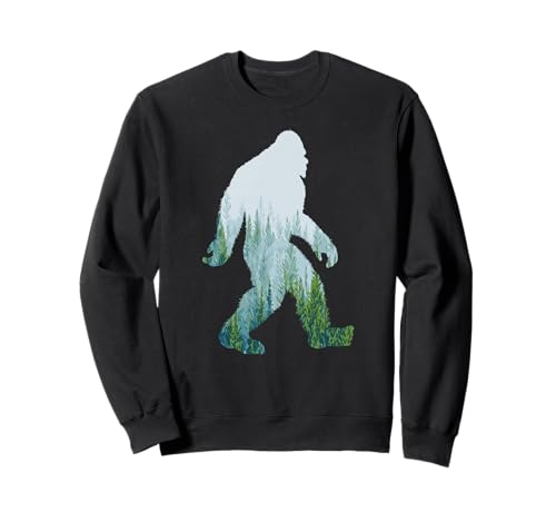Bigfoot Silhouette & Vintage Minimalist Forest & Trees Sweatshirt