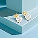 Heart Flat Back Stud Earrings 5mm Tiny Hypoallergenic Screw Back Earrings for Women, Handmade Birthstone Earring 14k Gold CZ Earrings for Her (Apr Diamond, golden)