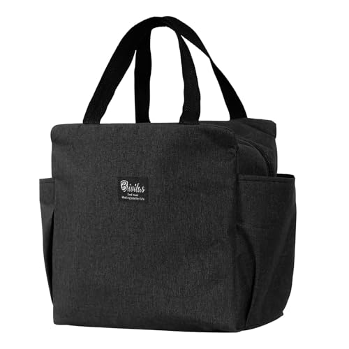 GoodTool Lunch Bag High Capacity Reusable Leakproof Handbags Case Insulated Lunch Tote Bag for Travel Work Office Picnic Hiking Beach Outdoor (Black)