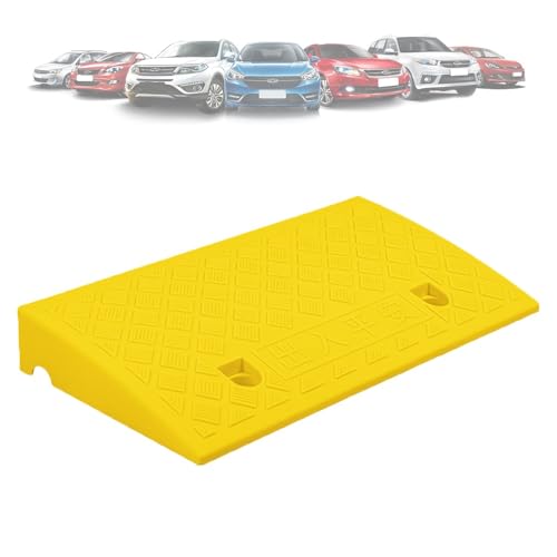 Rampa de Curb Plástica 3" 4" 5" para Entrada, Rampa Antideslizante Portátil de Umbral para Vehículos, Amarilla, 49 x 27 x 13 cm