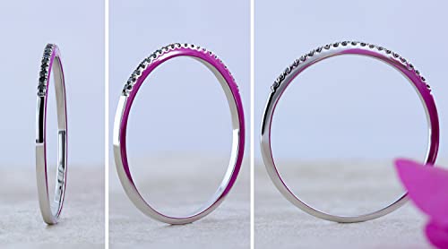 Dazzlingrock Collection 0.08 Cttw 10k Round Black Diamond Womens Dainty Anniversary Wedding Band Stackable Ring, Solid White Gold3