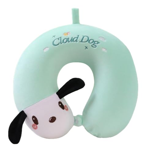 champracer Nackenkissen, Cartoon Tier Reisekissen Memory Foam Nackenkissen Nackenstütze, Niedlich Kinder Nackenkissen Erwachsene U-Geformte Nackenstützkissen für Reisen (Wolkenhund,30x30 cm)