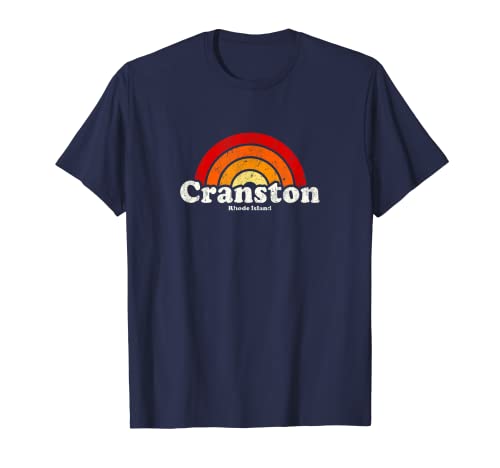 Cranston Rhode Island RI Diseño retro retro del arco iris de los años 70 Camiseta
