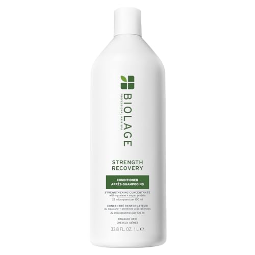 Biolage Strength Recovery Conditioner - Moisturizes & Strengthens Damaged Hair Softness & Shine Hydrates and Repairs Damaged Hair With Olive Squalane & Proteins Paraben-Free Vegan 33.8 Fl Oz