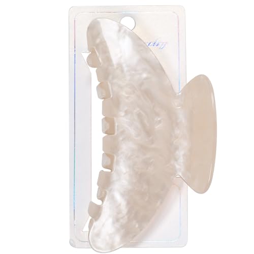 OWIIZI Durable Acetate Hair Clips for Women 4.13 Cute Hair Claw Clips Ponytail Barrette Strong Hold Acrylic Butterfly Jaw Hair Accessories for Girls Long Thick Hair(White)