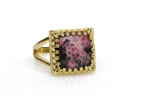 Bagues pierre précieuse anti-stress en rhodonite véritable pour femme