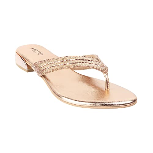 Image of Metro Women's Metallic Faux Leather Ethnic Slip-on Fashion Sandals