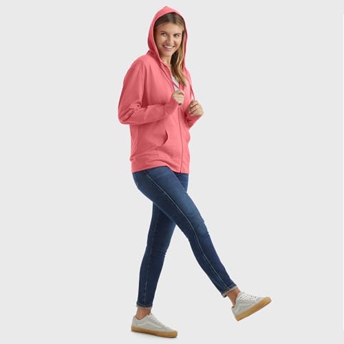 Image of Hanes Women's Lightweight Full Zip Hoodie, Textured Cotton Zip Up, T-Shirt Hoodie