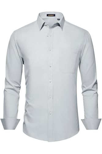 Image of HISDERN Mens Dress Shirts Long Sleeve Button Down Casual Shirts for Men Inner Contrast Formal Business Tuxedo Wedding Shirt