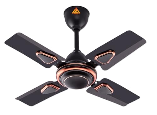 Athots Affleck Ultra 600mm (24 Inch) High Speed Ceiling Fan | Energy Efficient Motor | Anti-Dust Blades | Ideal for Kitchen, Office & Small Room | 24 Months Warranty | (Smock Black)