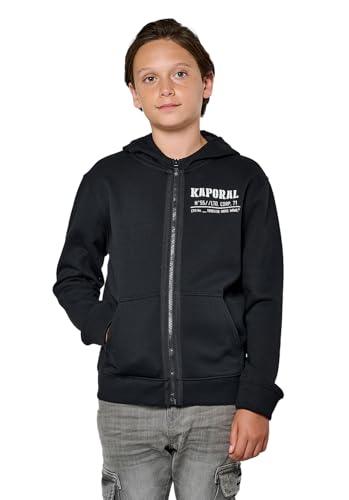 Kaporal, Sweatshirt pour Garcon, Coupe Regular, Manches Longues, Col Capuche, Modèle Mull, Couleur Black, Taille 16 Ans