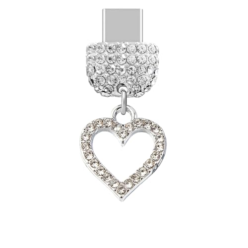 Protector puerto Tipo C con charm de corazón blanco ideal para lucir con tu funda de móvil