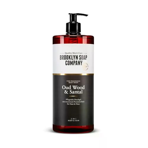 Brooklyn Soap Company Duschgel für Männer 1 Liter - Oud Wood & Santal Body Wash - 2-in-1 Duschgel für Herren für Haut und Haare - Shower Gel