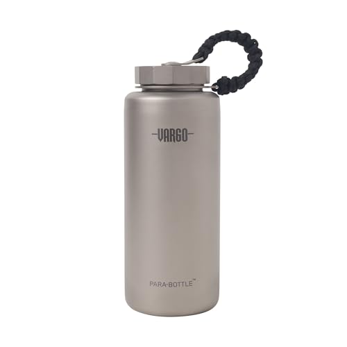 Vargo Titanium para-Bottle | Ultralight Titanium Water Bottle with 7 Feet of Replaceable 550 Paracord | 1 Liter (34 oz.) | Model T-452
