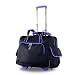 Olympia Deluxe Fashion Rolling Overnighter, Black/Purple, One Size