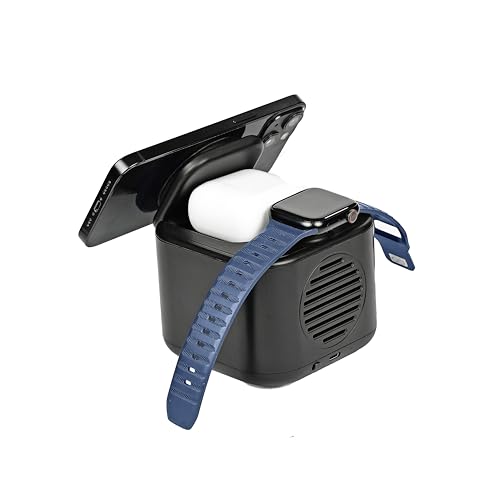 Image of Glow Gadgets Ignite Bluetooth Speaker with 3-in-1 Wireless Charging Station | 3W Power | Modern Black - Premium Sound, Stylish Design