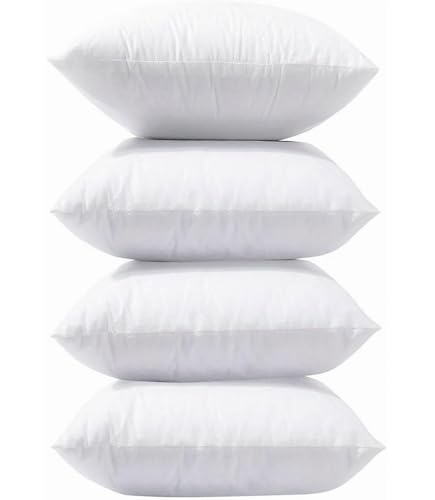 ForenTex Relleno Cojín 45x45 cm (Pack 4) con Cremallera, Rellenos HIPO-alergénico Fibra Virgen Siliconada para Fundas Cojines sofá, Decoración y Almohadas de Cama