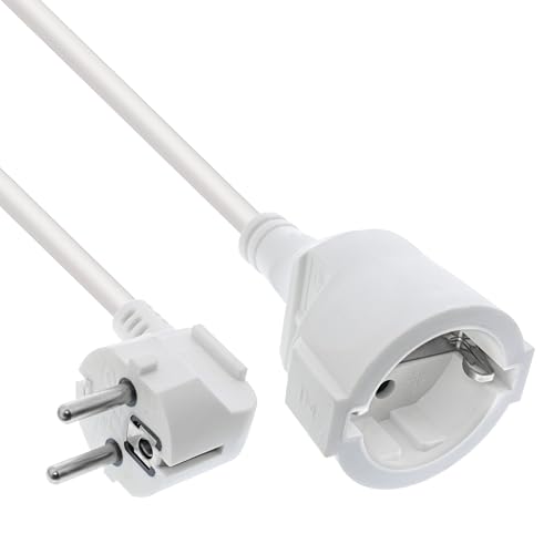 InLine Verl&auml;ngerungskabel, Stromkabel, 1,5m, Schutzkontakt Stecker gewinkelt/Buchse, H05VV-F, Innenbereich, erh&ouml;hter Ber&uuml;hrungsschutz, wei&szlig;, 16401U