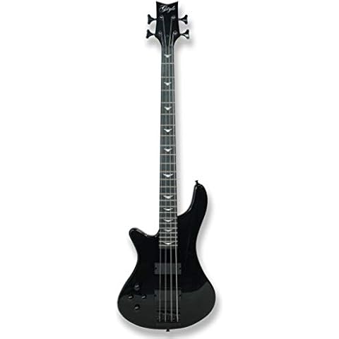 Tario Left-handed 4 String Black Electric Bass, Bolt-on Maple Neck, Poplar Body Cover
