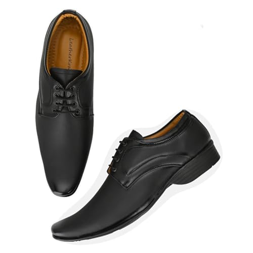 Image of Leatherkraft Stacked Heel Lace-Up Formal Shoes
