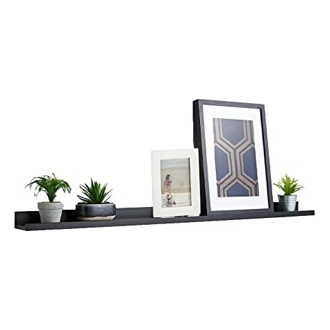 FAHAAM 120cm Stylish Black Floating Wall Photo Shelf Picture Ledge Shelf Modern Photo Shelf Cover