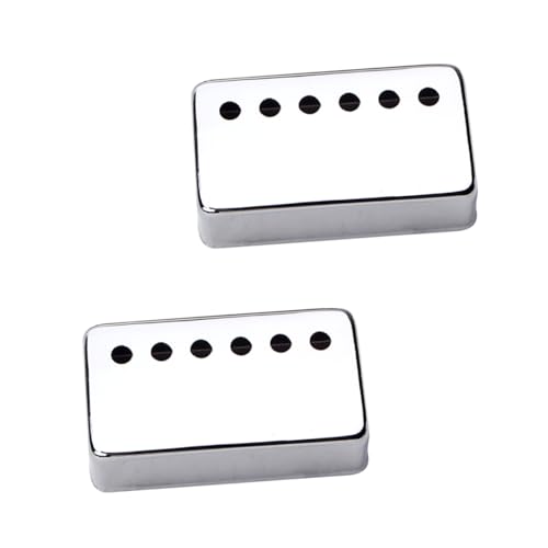 NULYLU 2個 メタルピックアップカバー ギターピックアップ ケーブル エレキギターのピックアップ 6穴ピックアップカバー ハムバッカーカバー Silver