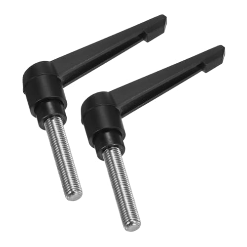 Image of uxcell 2pcs Clamping Lever Handles, M10 x 40mm 304 Stainless Steel Threaded Male Stud, Adjustable Handles Locking Quick Release Ratchet Push Button Bolt Knobs, Black