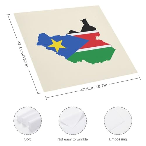 Servilletas de tela reutilizables de 50x50 cm con mapa de Sudán para cocina 3