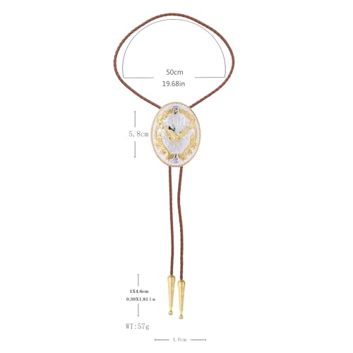 Image of GelConnie Brown Bolo Tie for Men Women Western Ties Mens Gold Bolo Tie Rodeo Cowboy Leather Necktie Cowgirl Tie Wedding