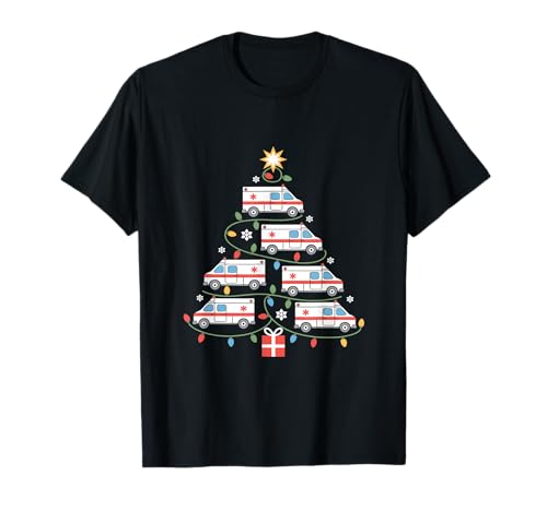 Ambulancia Árbol de Navidad Santa Ambulancia Conductor Camiseta
