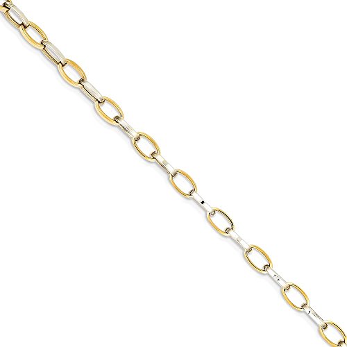 Ice Carats 14K Two Tone Gold Link Bracelet Chain Fancy Fine Jewelry For Women Gifts For Her #TOP7
