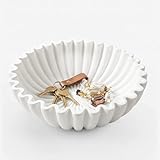FARYODI Wei&szlig;e Dekorative Schale - 27 cm Gro&szlig;e Resin & Sandstein Zentrumsschale f&uuml;r Flurtisch, Couchtisch, K&uuml;chenarbeitsplatte oder als Obstschale, Schl&uuml;sselablage, Bonbonschale Modern Home Decor