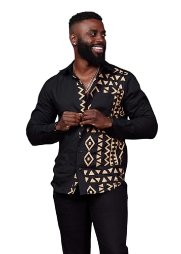 D'IYANU | Abiade Men's African Shirt – Premium African Attire – Button-Up Dashiki Shirt in Regular & Plus Sizes