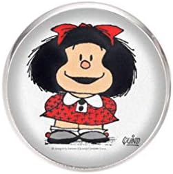 Stainless steel pin brooch, diameter 25mm, pin 0.7mm, handmade illustration Mafalda 4 image 4