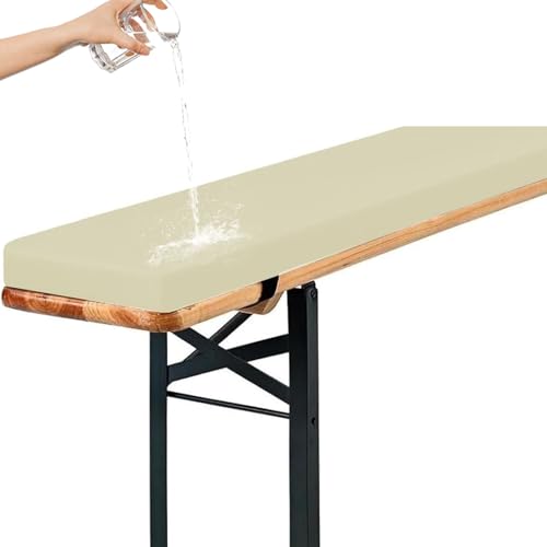 Genérico Cojines Acolchados para Banco de Cerveza, Cojín Antideslizante Impermeable 220x25, 180x23, 200x30 con Hebilla para Muebles de Exterior, Resistentes A La Intemperie,Off White,200x25x3cm