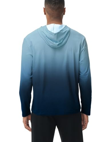 Men's Hooded UPF 50+ Gradient Shirt - Long Sleeve Sun Protection Rash Guard for Fishing, Running & Water Sports3