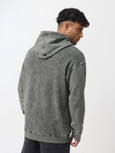 Image of The Souled Store Oversized Hoodie: Ash Grey Men and Boys Full Sleeves Hooded Neck Solid Cotton Lightweight Everyday Streetwear All-Season Winter Wear Casual Oversized Fit Pullover Hoodie