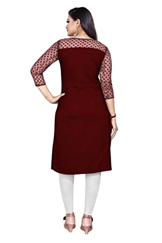 Image of Dream Beauty Fashion Poly Net Straight Crepe Formal Casual Kurta /Kurti for Women and Girls