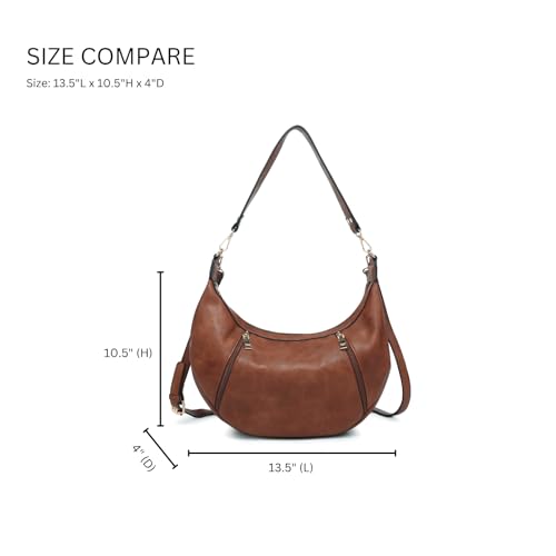 Slouchy Shoulder Bag for Women Vegan Leather Crossbody Purse Ladies Hobo Handbag with 2 Straps3