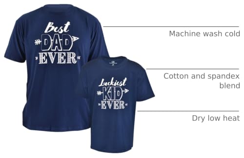 Image of Unique Baby Best Dad Ever and Luckiest Kid Ever Daddy and Me Matching Father's Day Shirts Set Navy