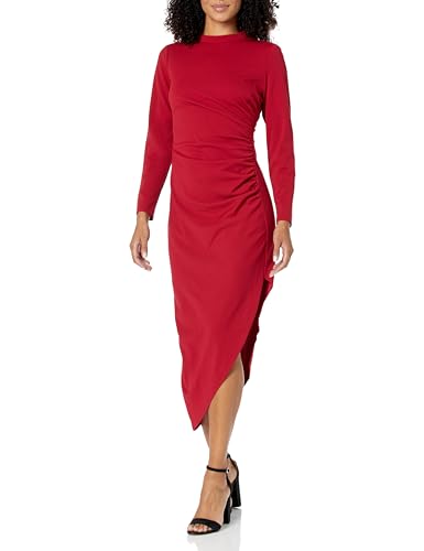 Anne Klein Women's Asymmetrical Hem Ruched Midi Dress