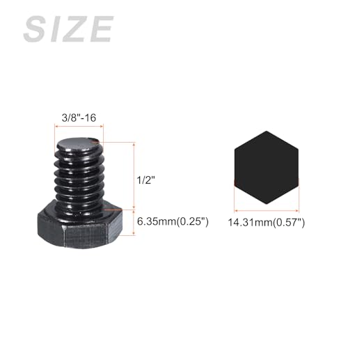 Image of METALLIXITY Hex Head Bolts (3 /8-16 x 1 /2 inch) 20Pcs, 304 Stainless Steel 18-8, Fully Threaded, External Hex Drive, Hex Head Screw Bolt, Black Oxide