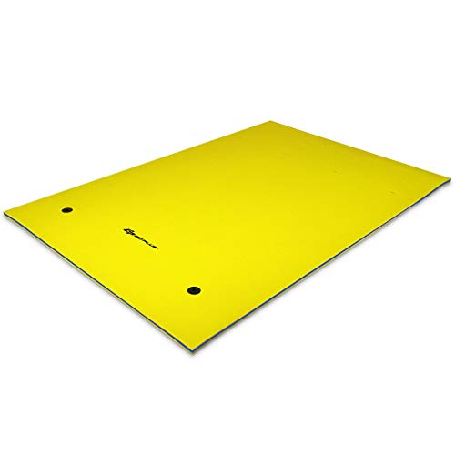 GYMAX Tappeto Galleggiante per Piscina e Mare, per Adulti e Bambini, Nessuna Necessità di Gonfiaggio, Design Pieghevole (270 x 180 x 4 cm, Giallo)