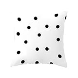 Material: Baumwolle. Maruis Kissenbezug, Schwarz und Weiß, Punktmuster, quadratisch, Kissen Sofakissenbezug Set weiß