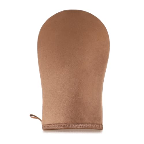Self Tanning Mitts Applicator – Ultra Soft Self Tanner Applicator, Washable & Reusable Sunless Tanning Mittens, 4-in-1 Tannings Gloves for Tan Lotion, Streak-Free Even Application (Brown)
