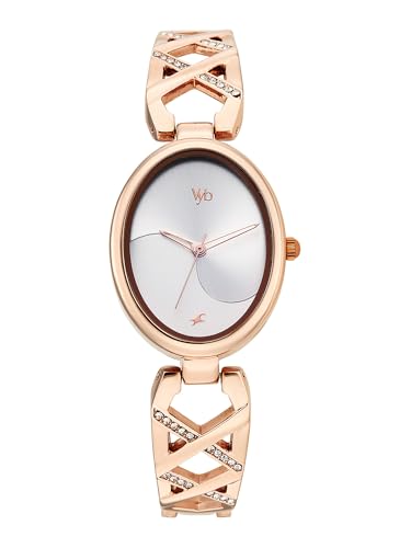 Image of Fastrack Vyb Charmer with Quartz Analog Silver Dial Rose Gold Strap Watch for Girls - FV60126WM01W