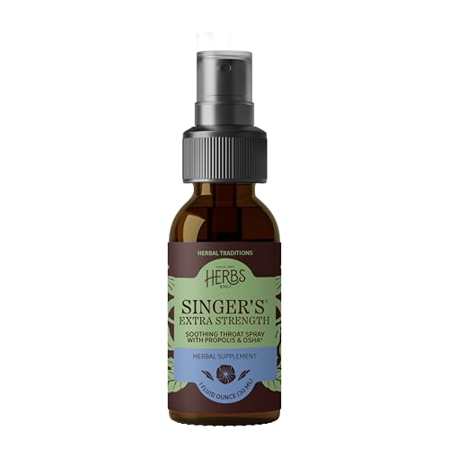 Herbs Etc. Singer's Saving Grace Extra Strength Classic Spray - Propolis Soothing Throat Spray for Voice Care - Comfort Irritated Tissues - Sore Throat Support - 1 fl oz (75 Servings)